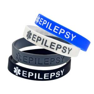 lot 4669 image: Lyndong 4 Pack Epilepsy Silicone Medical Alert Emergency Bracelet Wristbands for Man Women (Epilepsy)