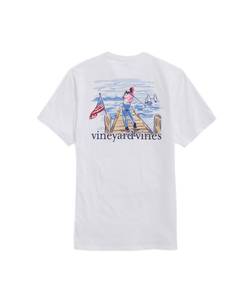 lot 4709 image: Vineyard Vines Pier Golf Swing Short-Sleeve Pocket Tee, White Cap, L