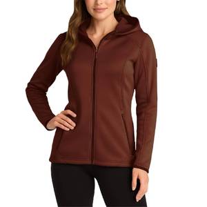 lot 4718 image: Reebok Womens Jacket - Athletic Performance Softshell Zip Up Fleece Jacket with Hood - Lightweight Jackets for Women, Size Large, Cognac