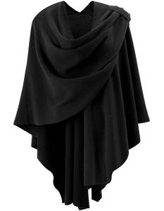 lot 4733 image: Womens Open Front Poncho Sweater Wrap Topper Knitted Elegant Shawls Cape for Spring Fall Winter,Series 1-Black