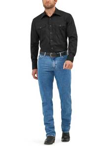 lot 4734 image: Wrangler Mens Premium Performance Cowboy Cut Regular Fit Jeans, Stonewash, 34W x 30L US