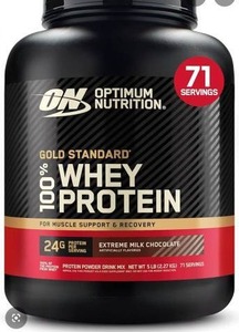 lot 4756 image: Optimum Nutrition  Gold Standard 100% Whey Protein Powder  Extreme Milk Chocolate  5 lb  71 Servings