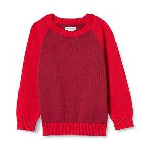 lot 4768 image: Amazon Essentials Boys Pullover Crewneck Sweater, Red Colorblock, Large