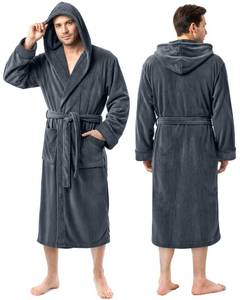 lot 4769 image: NY Threads Mens Robe with Hood, Luxury Plush Fleece Hooded Mens Bathrobe, Spa Bath Robe for Men, LargeX-Large, Grey