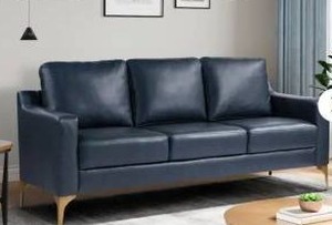 Serta Francis 78 in. Square Arm Faux Leather Rectangle Sofa in Navy Blue (Retail-$592)