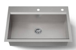 Stainless Steel 1 Hole Center Drain Sink, 33 W x 22 D x 8 3/4 H Inch, Retail $ 429.00