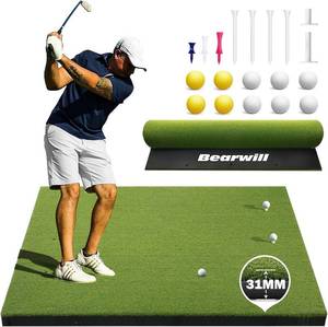 lot 461079 image: Retails for $110 Bearwill Golf Mat 31mm, 5x4ft5x5ft Golf Hitting Mats for Practice Outdoor Indoor, High-Elasticity Artificial Turf Mat for Garage Simulator Chipping Driving Training