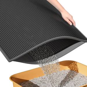 lot 2426 image: ESTHELLO Cat Litter Mat Large, Cat Litter Trapping Mat, Honeycomb Double Layer Design, Easy to Clean,Washable (30  x 24  Black