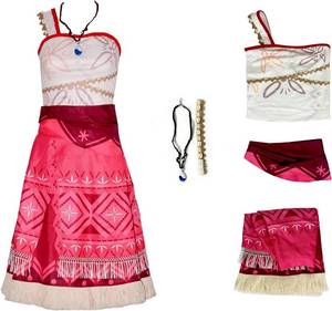 lot 2438 image: Tropical Island Princess Costume Dress for Women Hawaiian Ocean Adventure Skirt with Necklace Set Medium