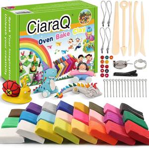 lot 2446 image: CiaraQ Polymer Clay Starter Kit, Oven Bake Modeling Clay with Sculpting Tools, 24 Colors, 1.2 lbs