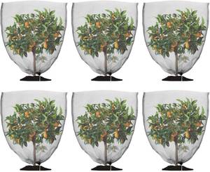 lot 2447 image: 6-Pack Garden Plant Netting, 3.3 x 4.9 Feet Fruit Trees Bird Netting W Drawstring for Protect Plant Flower from Bird Eating Blueberry Bush Netting Cover