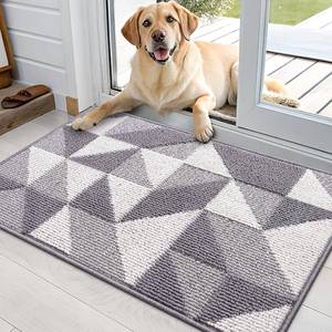 lot 2452 image: OLANLY Door Mat Indoor Entrance Washable 36x24, Odor-Free Low-Profile Front Back Geometric Doormat, Absorbent Resist Dirt Entry Carpet, Easy to Clean Sturdy Inside Floor Mats for Entryway, Grey