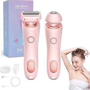 lot 2456 image: Livora Electric Shaver for Women,2 in 1 Wet & Dry Painless Hair Removal with 2 Removable Heads,with Removable Head for Leg Arm Underarm Bikini Area,IPX7 Waterproof(Pink)