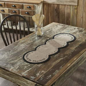 lot 2465 image: Harvest Blessings Stencil Gather & Be Thankful Table Runner 12x36 Braided Cotton