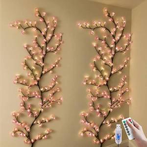 lot 2494 image: LED Tree Branch Lights for Wall, Cherry Blossom Willow Vine Twig Decor Garland with 8 Lighting Modes, Suitable for Indoor, Festival and Party Decoration (144LED)