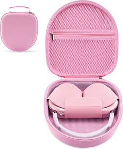 lot 2499 image: Case for Apple Airpods Max Headphones, Travel Portable Headphone Hard Case Cover Bag, Mesh Pouch with Zipper for Charger and Accessories (Pink-2)