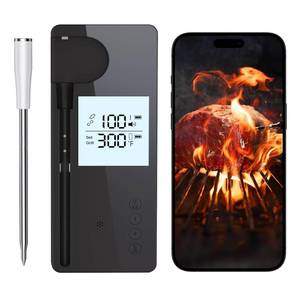lot 2539 image: NTMY Wireless Meat Thermometer High Accuracy Ceramics Probe 72H Continuous Cooking Long Range Bluetooth Meat Thermometer Dual Alerts Rechargeable Smart APP Monitoring for BBQ Grill Oven