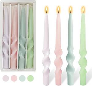 lot 2557 image: Twisted Candlestick Spiral Taper Candles Smokeless Candle Stick Unscented Wax Candles Candy Colorful Candle Odorless Tapered Candle for Home D cor Weddings Festive Seasons Holiday
