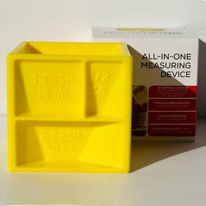 lot 2572 image: Measuring Cube  30 Sizes in One Tool  Kitchen & Baking  Compact, Durable, Dishwasher Safe  Offered by Original Designer of the Measuring Cube  Yellow