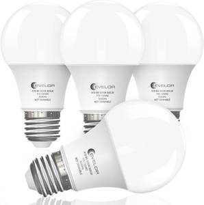 lot 2601 image: A19 LED Light Bulbs,60 Watt Equivalent Daylight 5000K with E26 Base,Efficient 9W,800 Lumens Non-Dimmable LED Bulbs,15000 Hours, Ideal for Bedroom Living Room, 4-Packs