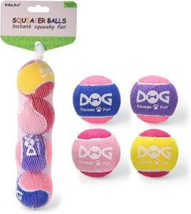 lot 2609 image: Pink Squeaky Tennis Balls, Girl Dog Birthday Toys Gifts for Small Medium Large Female, Cute Presents Girl Dog Accessories