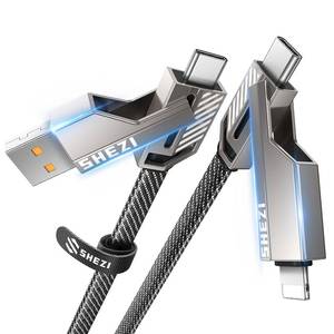 lot 2630 image: 4-in-1 USB C Cable 45W 5FT Compatible with Lightning Cable Fast Charging & Data Transfer Flat Nylon Braided for iPhone iPad Charger Cord, Multi Charge Wire Combo with LType CUSB A Port