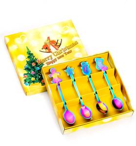 lot 2632 image: Christmas Stainless Steel Spoons Set of 4 Festive Holiday Designs Perfect for Coffee, Tea & Desserts