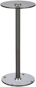 lot 2642 image: mDesign Glass Top SideEnd Drink Table - Tall Modern Round Accent Metal Nightstand Furniture for Living Room, Dorm, Home Office, and Bedroom - 9 Round - Dark Smoke GrayBlack
