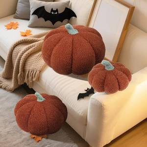 lot 2644 image: RoseCraft Pumpkin Pillows, 3Pcs Throw Pillows Cushion Fall Thanksgiving Decorations, Autumn Fluffy Stuffed Plush Bedroom Sofa Supplies Home Indoor Decor, 12108 Inches- Brown.