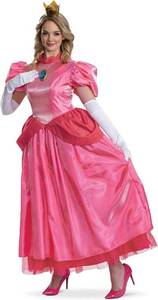 lot 2664 image: Disguise Womens Princess Peach Adult Costume, Official Super Mario Elevated Adult Costume Dress and Crown LG 12-14