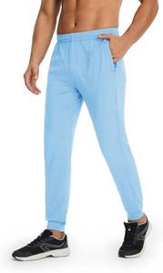 lot 2671 image: M MAELREG Mens Joggers with Zipper Pockets Athletic Sweatpants Traning Track Pants Mens Golf Joggers Running Workout Light Blue Large