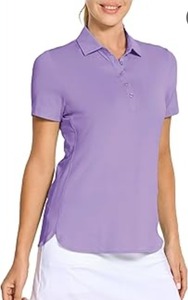 lot 2672 image: M MAELREG Womens Golf Shirt Short Sleeve 5 Buttons Quick Dry Casual Solid Moisture Wicking Tennis Polo Shirts for Women XL Lilac