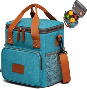 lot 2676 image: Insulated Lunch Box for Women & Men   8L2 Gallons Leakproof Lunch Bag for Work, Office, School   Portable, Stylish & Durable Cooler Tote   Aqua Blue
