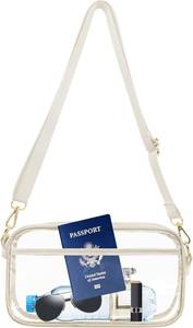 lot 2688 image: VOROLO Large Clear Crossbody Bag,Stadium Approved Small See Through Purse Handbag with Adjustable Shoulder Strap for Sports White