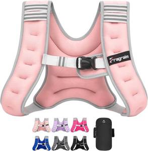 lot 2698 image: Fragraim Weighted Vest for Women Men - 8lb Weight Vest with Reflective Stripe, Detachable Phone Pouch, Ideal for Walking, Strength Training, Running, Workout, Cardio Pink