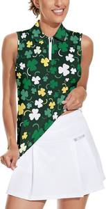 lot 2723 image: Soneven Womens Sleeveless Golf Shirt Moisture Wicking Athletic Golf Tank Top Printed Polo Tennis Shirts (2XL)