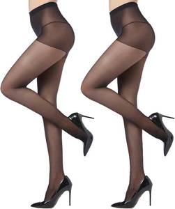 lot 2732 image: WAKUNA 20D Womens Black Sheer Tights Run-Resist Stockings with Reinforced Toes