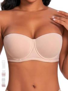lot 2753 image: Womens Strapless Bra with Clear Straps for Large Bust No Red Mark Underwire Bras Band Size 42DD