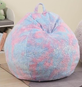 lot 2758 image: MOMCAYWEX Stuffed Animal Bean Bag Chair Cover for Kids(No Fillings), Soft Fluffy Bean Bag for Organizing Plush Toys or Textile, Pink Tie Dye
