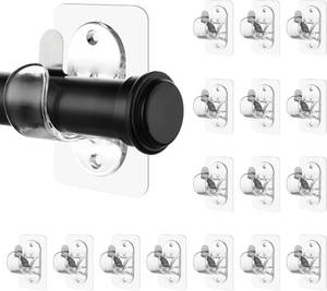 lot 2764 image: Antimbee 16 Pack Transparent Curtain Rod Bracket, No Drilling Adhesive Curtain Rods Holders for Max 18LB Load Capacity, Nail Free Curtains Rod Hooks for for Bathroom, Living Room, Kitchen