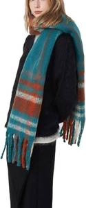 lot 2770 image: Womens Large Chunky Color Block Tassel Scarf Oversized Thick Scarves Long Shawl Fashion Winter Warm Blanket Scarf