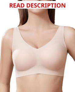 lot 2772 image: PRETTYWELL Wireless Bras for Women No Underwire Comfort Seamless Smoothing Bra Lift V Neck Padded Full Coverage Everyday Bra BLACK XL