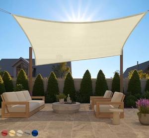 lot 2786 image: GORILLA GRIP Heavy Duty Sun Shade, UV Protection Fade Tear and Rust Resistant Rectangle Sunshade Canopy, Curved Edges Blocks Sunlight, Breathable Sail, Outdoor Patio, Lawn Garden, 8x10 FT Butter Cream