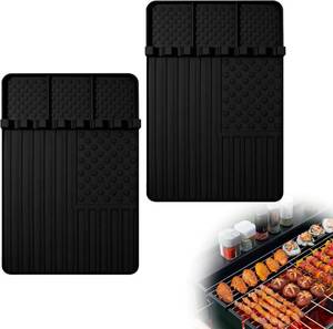 lot 2799 image: 2 PCS Silicone Griddle Tools Mat for Blackstone,Grill BBQ Caddy Utensils Holder for Kitchen,Cooking & Countertop,Large Spatula Mat with Drip Pad,Griddle Accessories for Blackstone (black 2pcs)