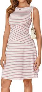 lot 2801 image: Verdusa Womens Casual Dresses 2025 Sleeveless Striped Mini Dress High Waisted A Line Bodycon Dresses X-Small