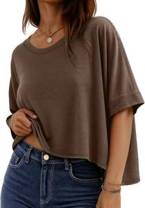 lot 2806 image: rosemia Oversized Tshirts for Women Summer Half Sleeve Crop Tops Basic Casual Blouses XL