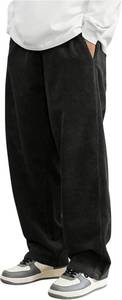 lot 2807 image: SOLY HUX Mens Drawstring Elastic Waist Loose Straight Leg Corduroy Pants with Pockets Black Large