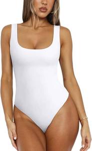 lot 2811 image: REORIA Womens Sexy Scoop Neck Sleeveless Bodysuit Backless Double Lined Tank Tops XS