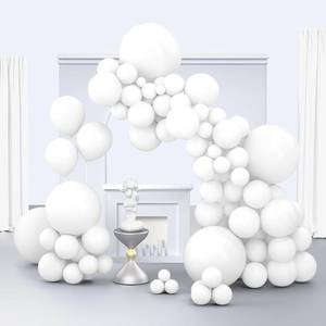 lot 2829 image: Lot of 2, KBZVNAF White Balloons Garland Arch Kit - 105pcs 18 12 10 5 Inch Different Sizes Matte White Latex Balloons with 3D Butterfly Wall Decor for Birthday Wedding Anniversary Baby Shower Party Decoration