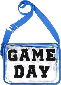 lot 2846 image: Game Day Clear Crossbody Bag for Stadium Events Football Clear Purse with Letter Patches for Sports Events Concert